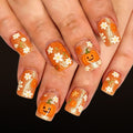 24pcs Short Square Orange pumpkin Halloween Nails