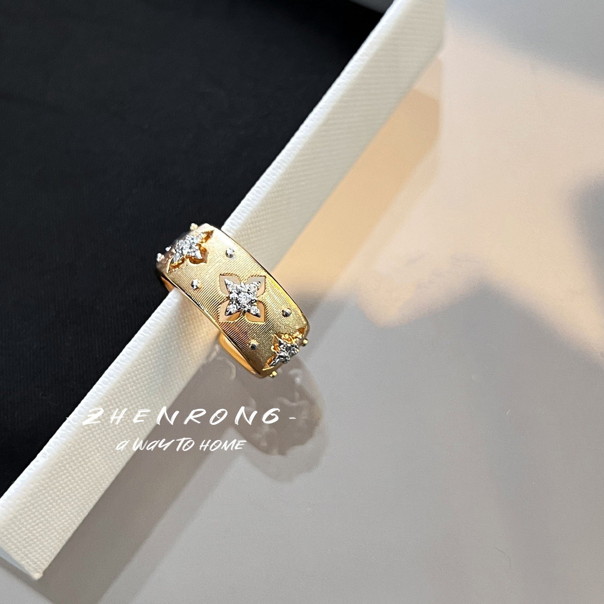 Two-color gold craftsmanship fabric finger ring, genuine gold electroplated earrings, necklace, bracelet, for women