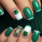 24pcs Fresh Green Diamond French St. Patrick's Day Nails