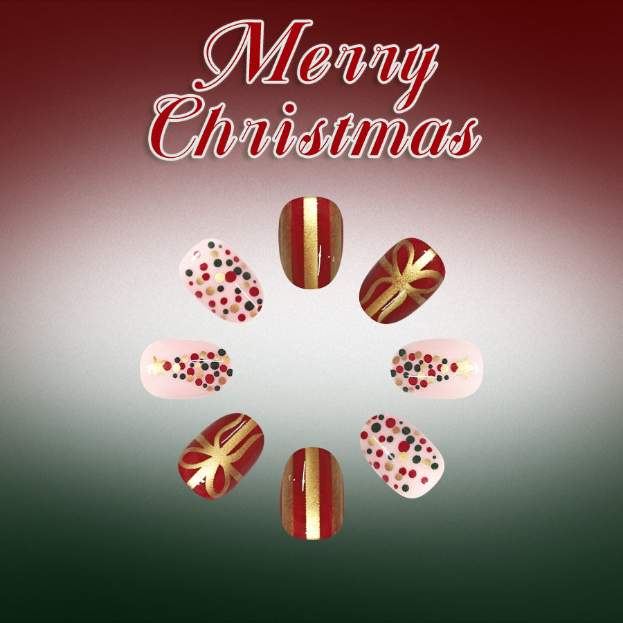 Christmas tree polka dot nails