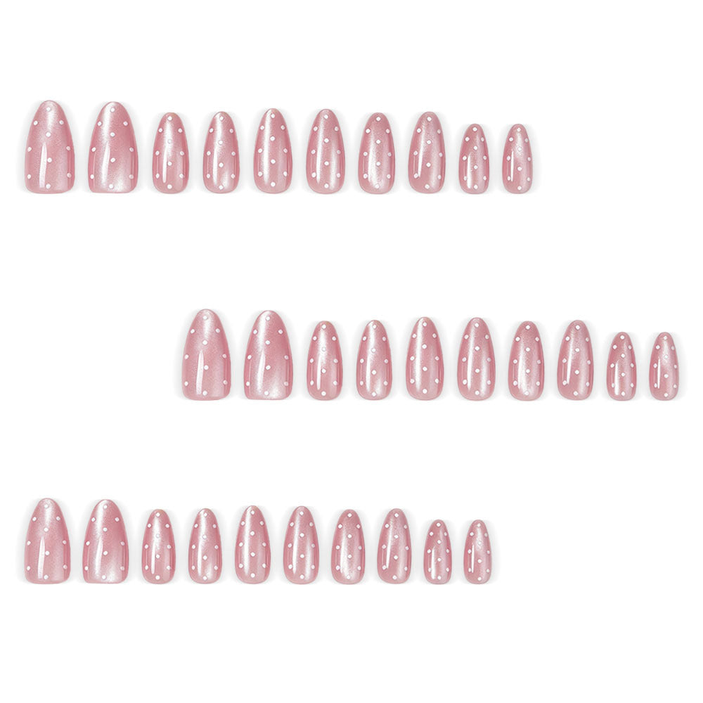 Peach polka dot nails