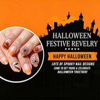 24pcs Short Oval Orange Ombre Glitter Pumpkin Halloween Nails