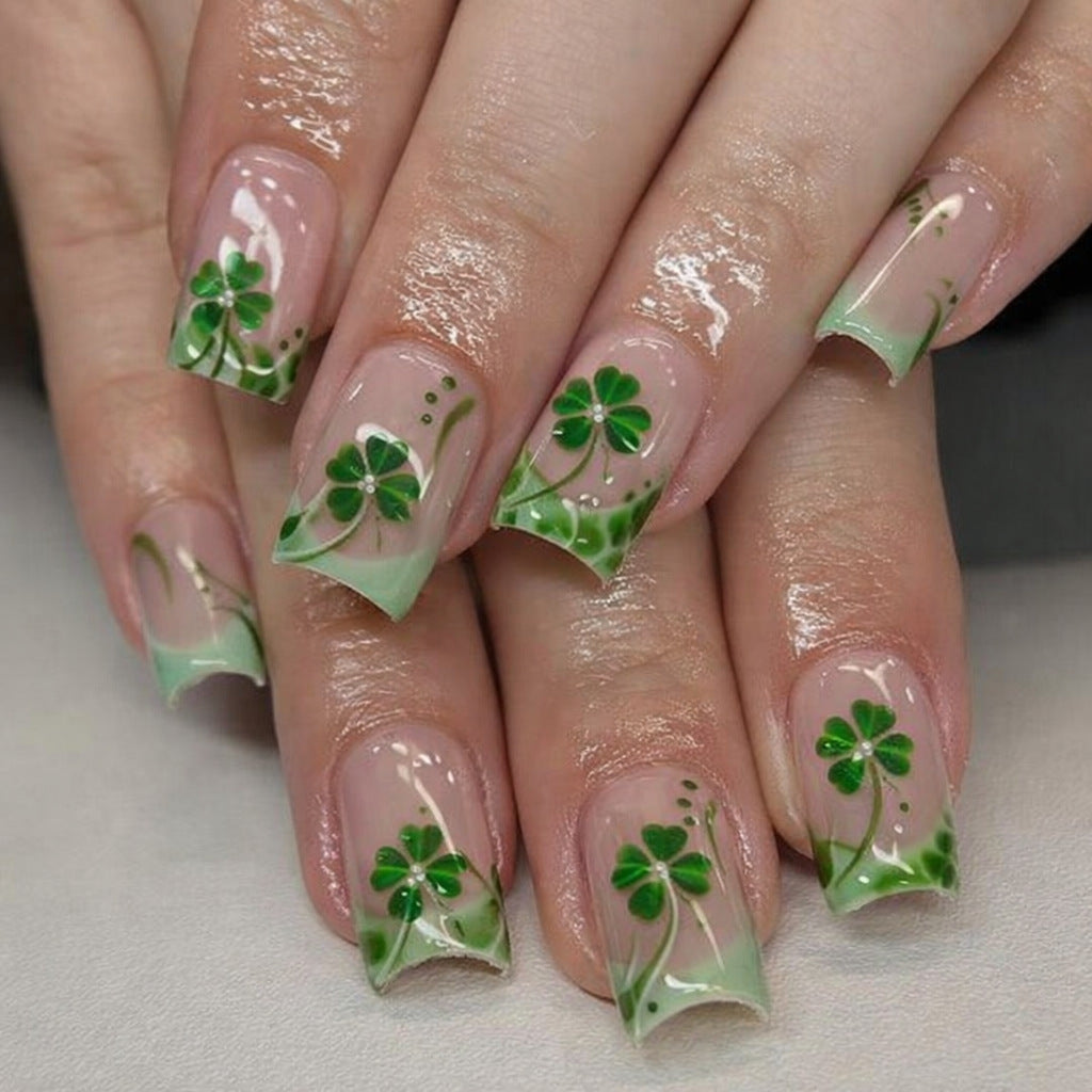 24pcs St. Patrick's Day Four-leaf clover Green Lucky Nails
