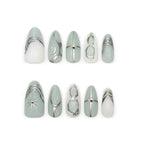 Starburst almond-shaped nails