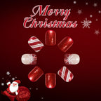 Red French glitter nails