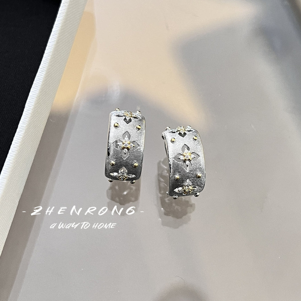 Two-color gold craftsmanship fabric finger ring, genuine gold electroplated earrings, necklace, bracelet, for women