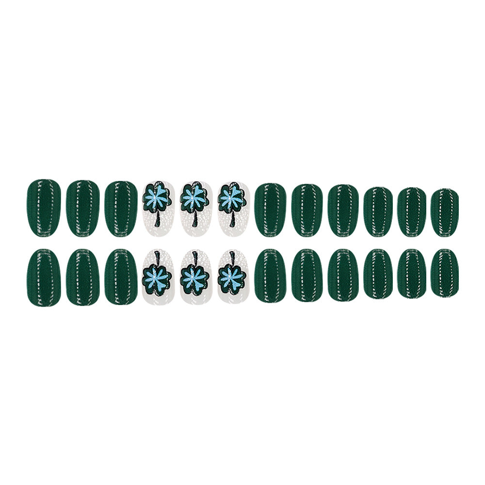 24pcs St. Patrick's Four-leaf clover Versatile nails
