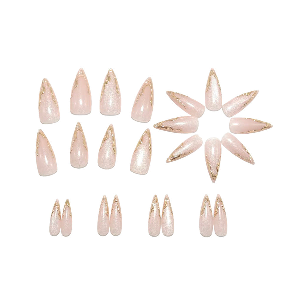 Nude pink gold-plated nails