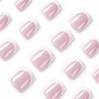Short square white French-style nails