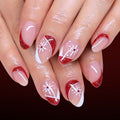 24pcs Short Oval French Snowflake Glitter Christmas nails