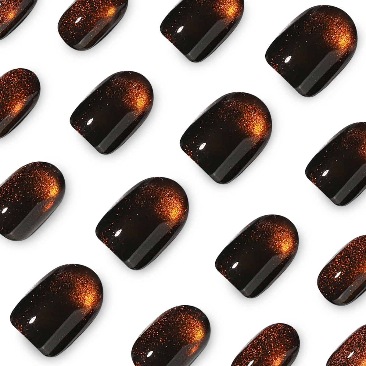 Brown Cat-eye Short nails