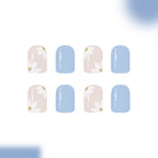 24pcs Short Square Nail Light Blue Flower Glitter