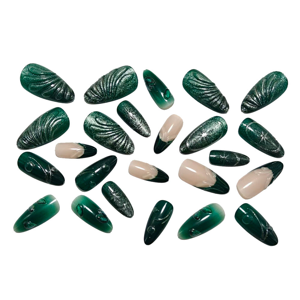 Green cat-eye nails