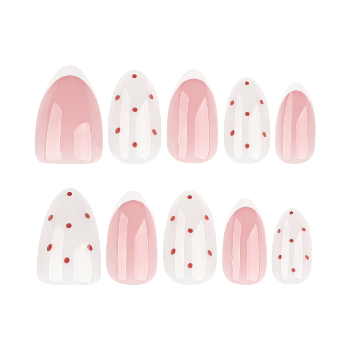 24pcs Best-selling Almond French style polka dots Nails
