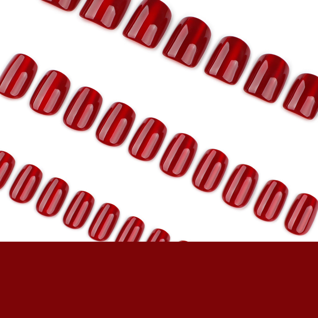 Wine-red cat's eye nails