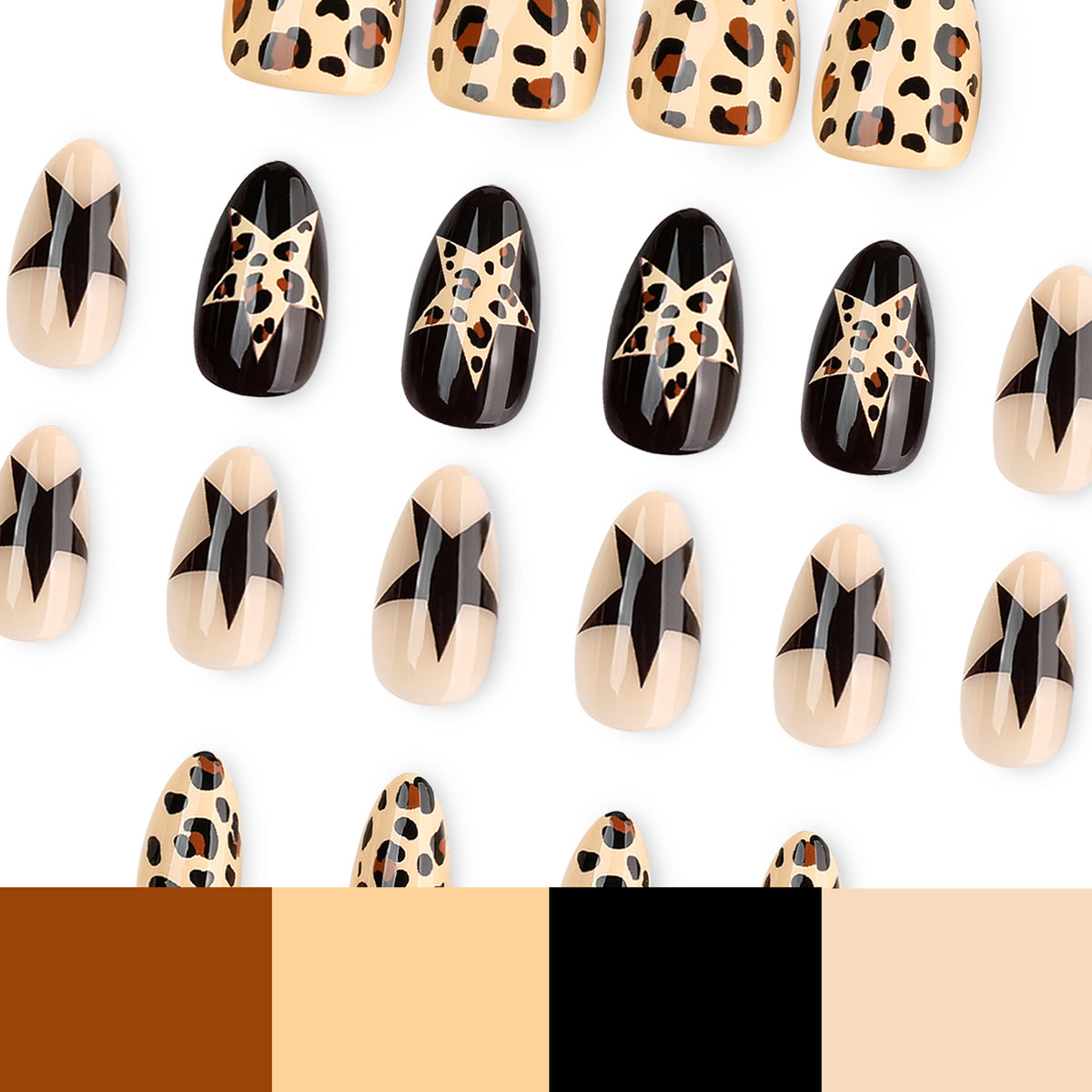 Star-shaped leopard print nails