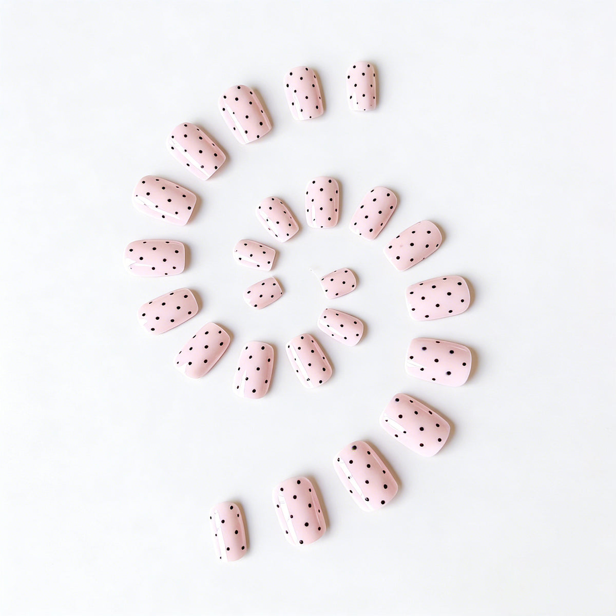 24pcs Pink Polka dot Short Squoval Nails