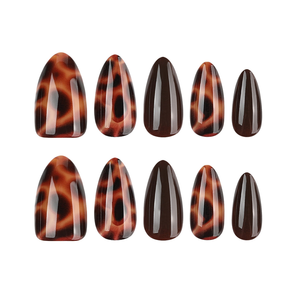 24pcs Leopard Maillard Fall&winter nails
