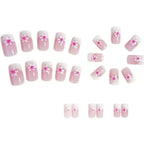 24pcs French-style flower Glitter short nails