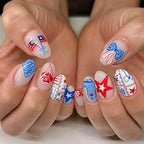 American Independence Day Western Cowboy Star Butterfly Knot Flag nails