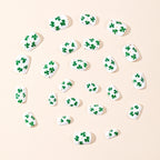 24pcs St. Patrick's Short Square White Four-leaf Stars Nails
