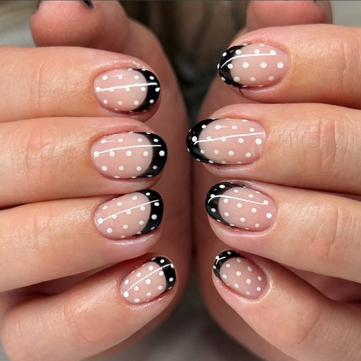Pearl polka dot milk nails