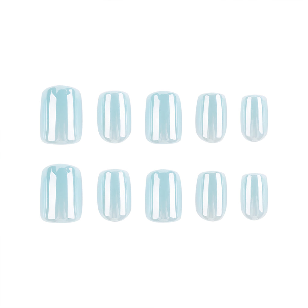 Short square blue nails
