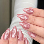 Peach polka dot nails