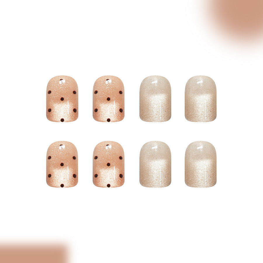 24pcs Short Square patterned Cat-eye Press on nails