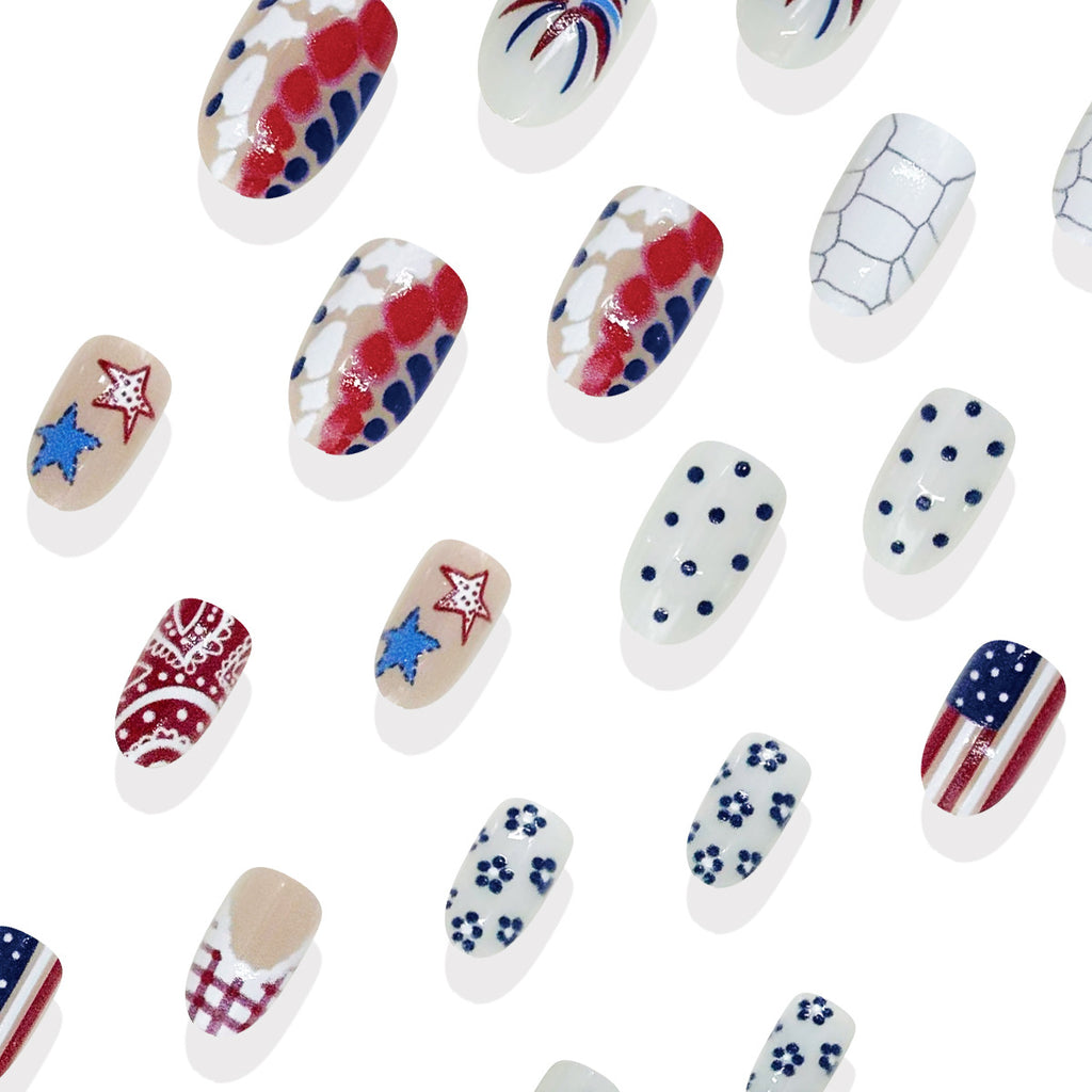 American Flag Polka Dot Independence Day Nails