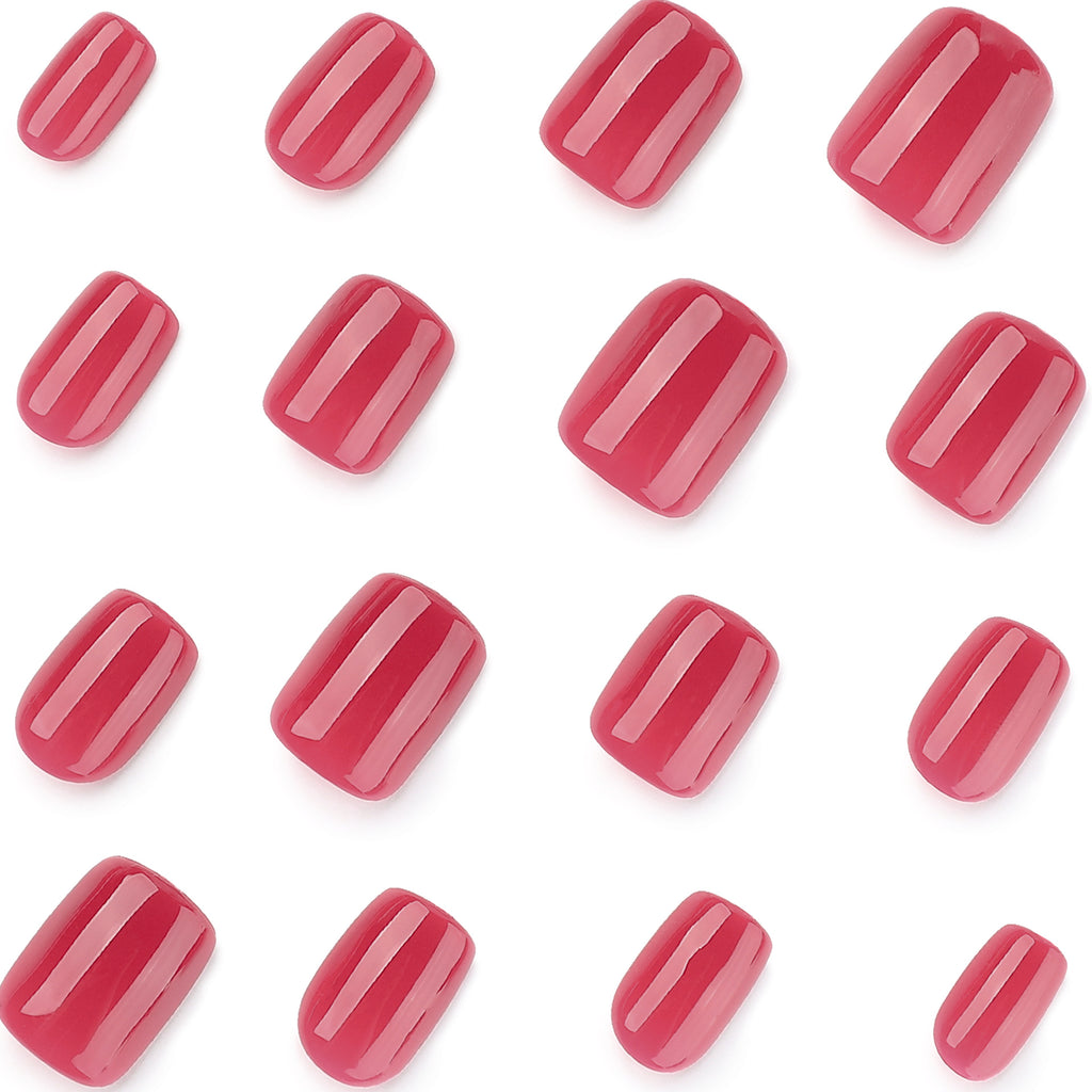 Simple rose red nails