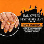 24pcs Short Square Orange pumpkin Halloween Nails
