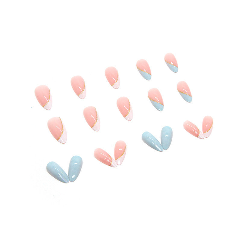 24pcs Sky-blue Almond Nails