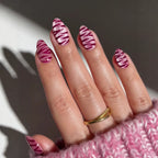 Rose-red leopard print nails
