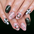Dark green checkered glitter nails