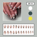 24pcs Short White Almond St. Patrick's Day clover Nails