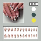 24pcs Short White Almond St. Patrick's Day clover Nails