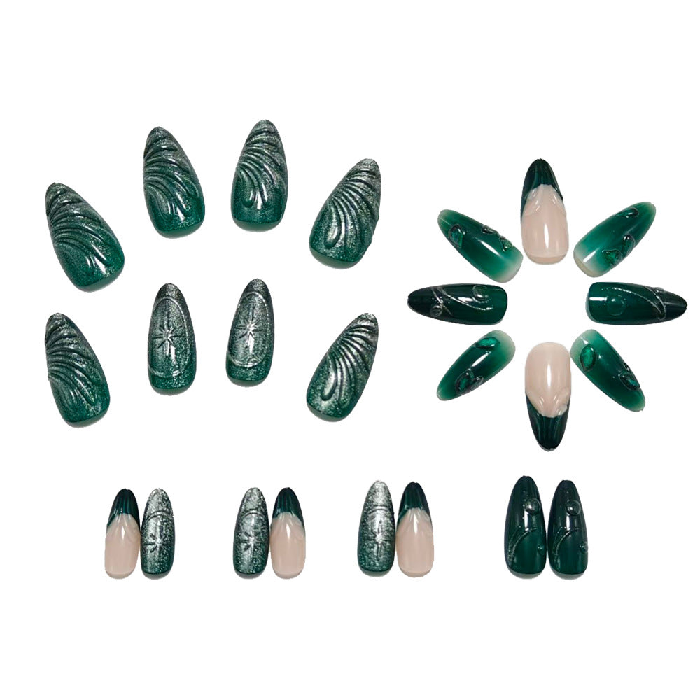 Green cat-eye nails