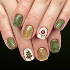 Moss green colored ball nails