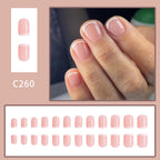 24pcs Short Square French White lines Nails