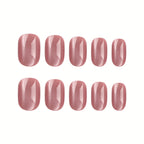Nude pink cat-eye manicure