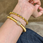 Golden Bracelet with Lucky Turn Pull-Thread Craftsmanship, High-End Luxury Wristband