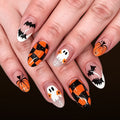 24pcs Short French Oval Orange Halloween Pumpkin Nails