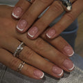Short square white French-style nails