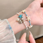 Beach vacation natural style starfish and shell bracelet