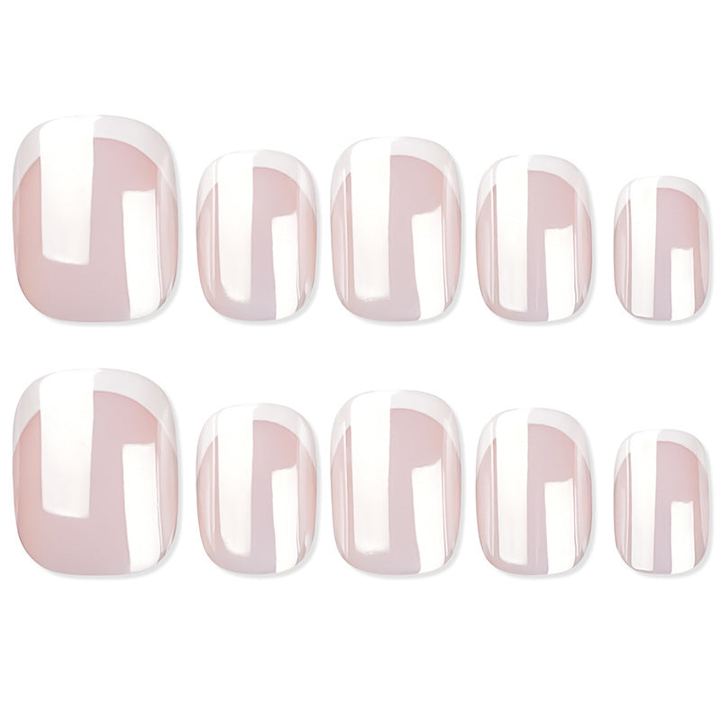 24pcs French-style short press-on nails