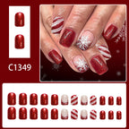 Red French glitter nails