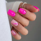 24pcs Pink striped Glitter design Long nails