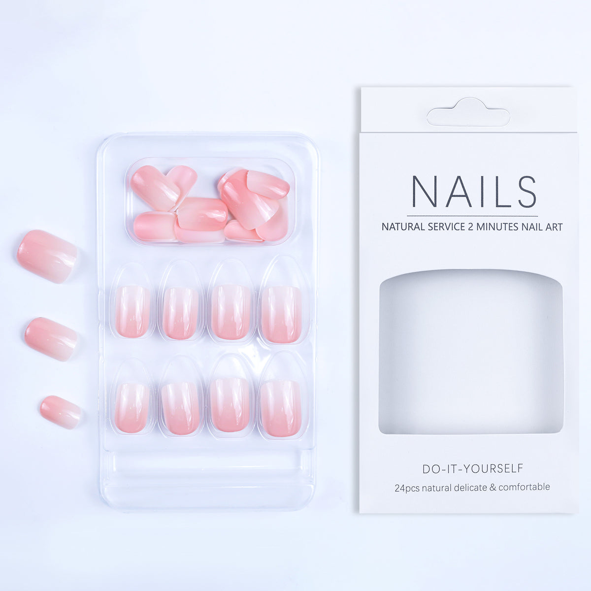 Bare color gradient nails