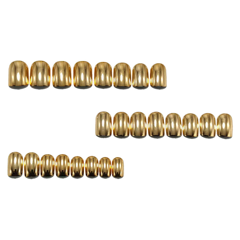 24 pcs Short Squoval shaped Nails in gold color